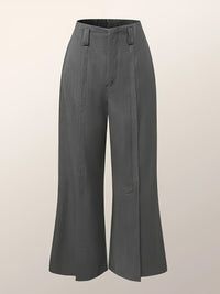 Loose Wide Leg High-Waisted Pleated Split-Front Pants Trousers