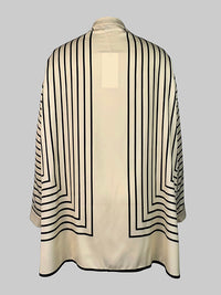 Buttoned Striped Long Sleeves Loose Stand Collar Blouses&Shirts Tops