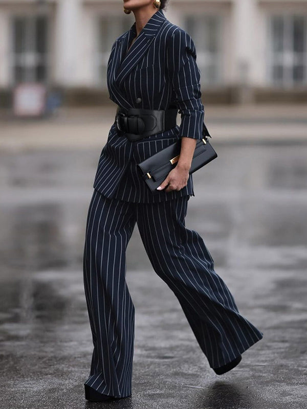 Printed Striped Loose Trousers Suit Pants