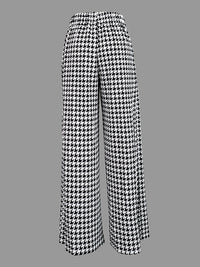 Houndstooth Loose Wide Leg Trousers Casual Pants Bottoms