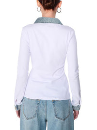 Buttoned Split-Joint Long Sleeves Skinny Lapel Blouses&Shirts Tops