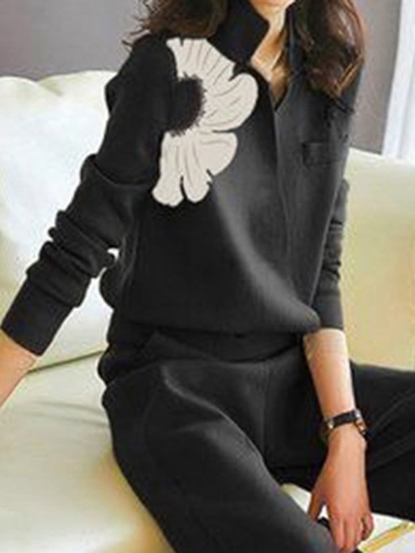 Asymmetric Floral Printed Split-Joint Long Sleeves Loose Lapel Cardigan Tops