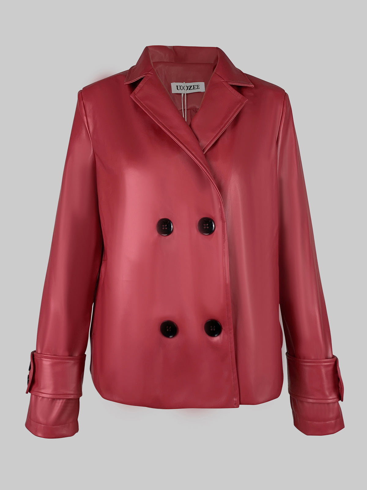 Buttoned Solid Color Long Sleeves Notched Collar Outerwear Jackets&Coats