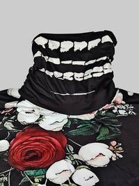 Flower Print Split-Joint Long Sleeves Skinny High Neck T-Shirts Tops