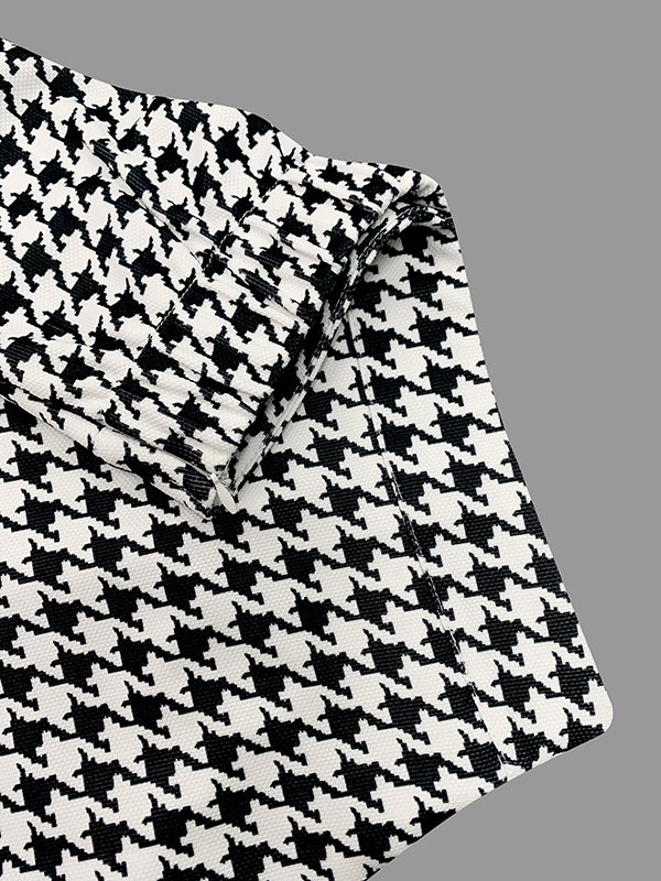 Houndstooth Loose Wide Leg Trousers Casual Pants Bottoms