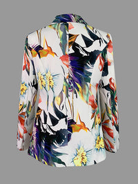 Floral Printed Split-Joint Long Sleeves Lapel Suit Outerwear Blazer