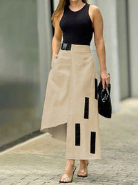 Asymmetric Pockets Split-Joint A-Line Loose Skirts Bottoms