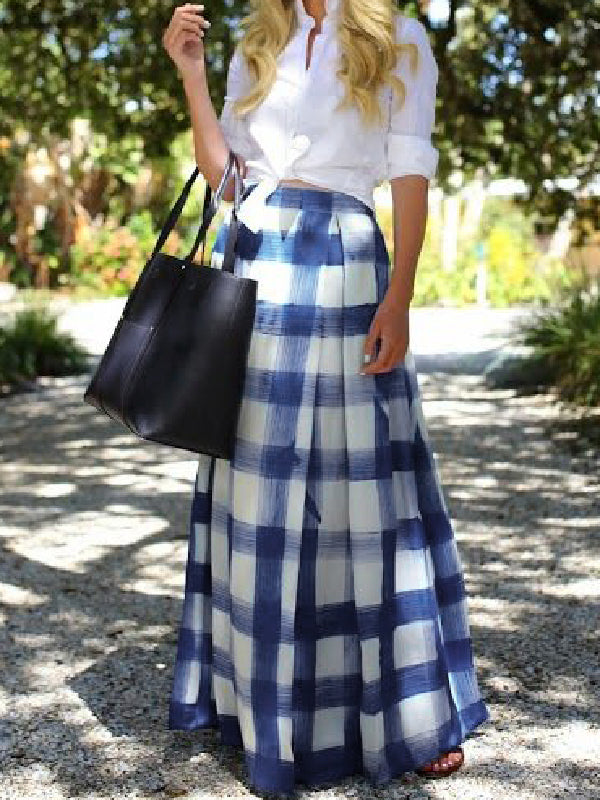 Loose Plaid Printed Skirts Bottoms