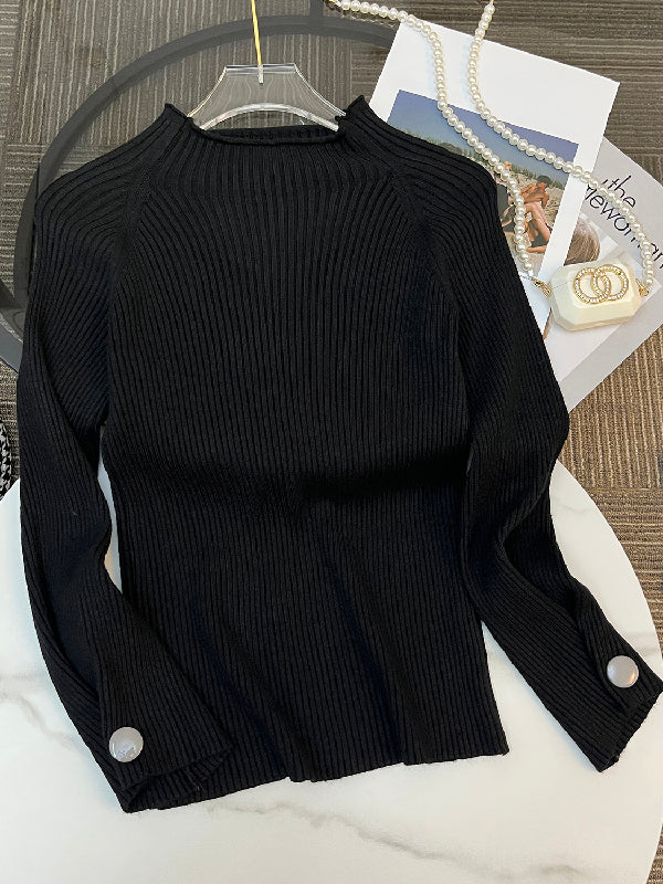 Simple Loose Solid Color High-Neck Sweater