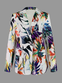 Floral Printed Split-Joint Long Sleeves Lapel Suit Outerwear Blazer