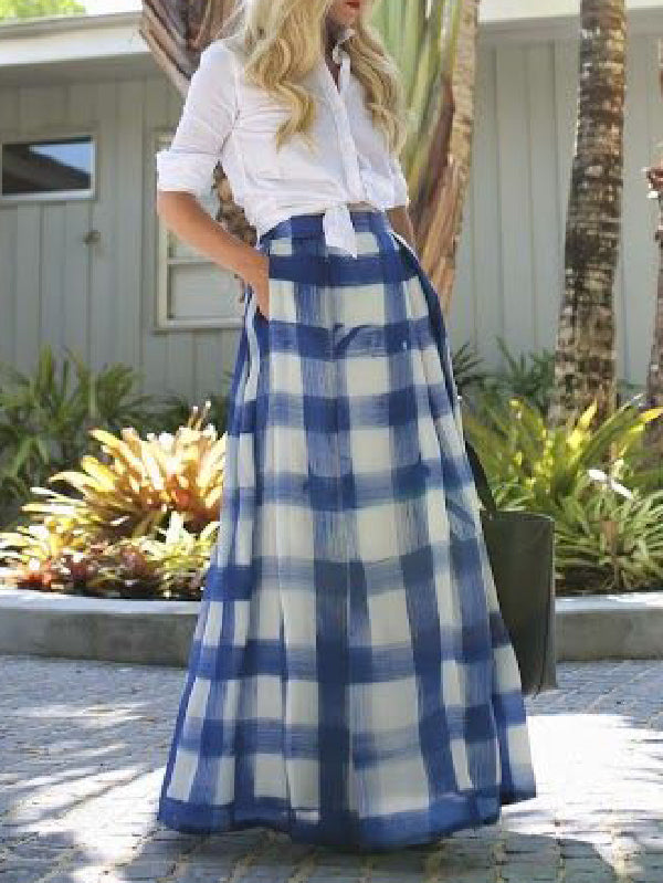 Loose Plaid Printed Skirts Bottoms