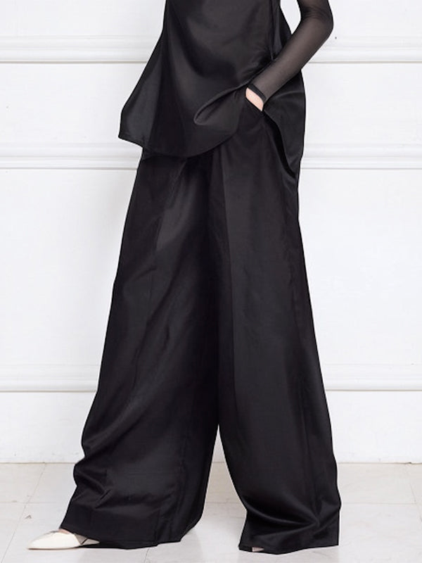 Solid Color Loose Wide Leg Trousers Casual Pants Bottoms