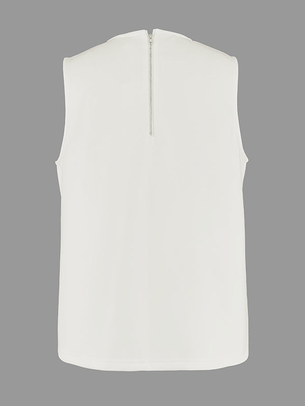 Solid Color Split-Joint A-Line Loose Round-Neck Vest Top