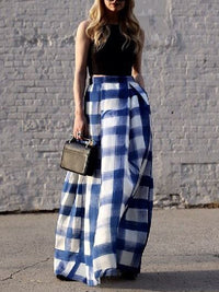 Loose Plaid Printed Skirts Bottoms