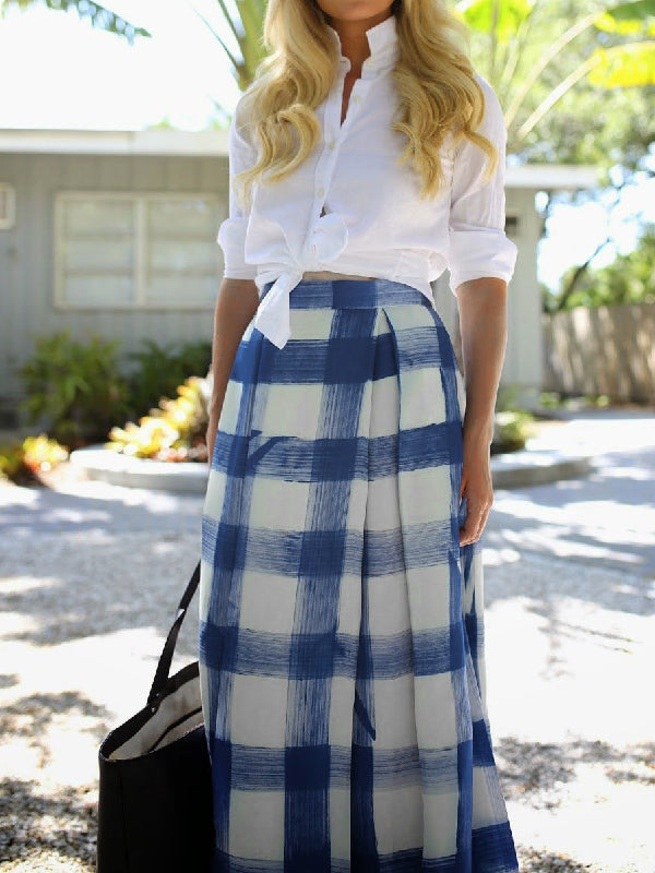 Loose Plaid Printed Skirts Bottoms