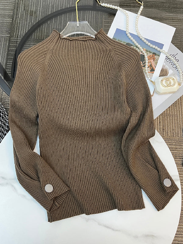 Simple Loose Solid Color High-Neck Sweater