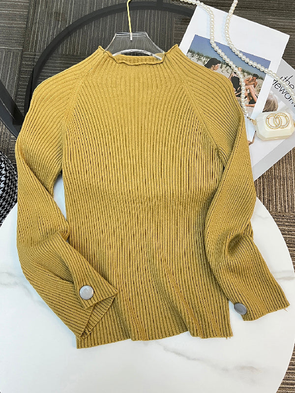 Simple Loose Solid Color High-Neck Sweater