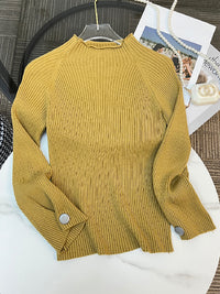 Simple Loose Solid Color High-Neck Sweater